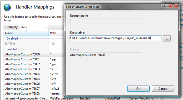 IIS7 Handler Mappings for ColdFusion MX 7